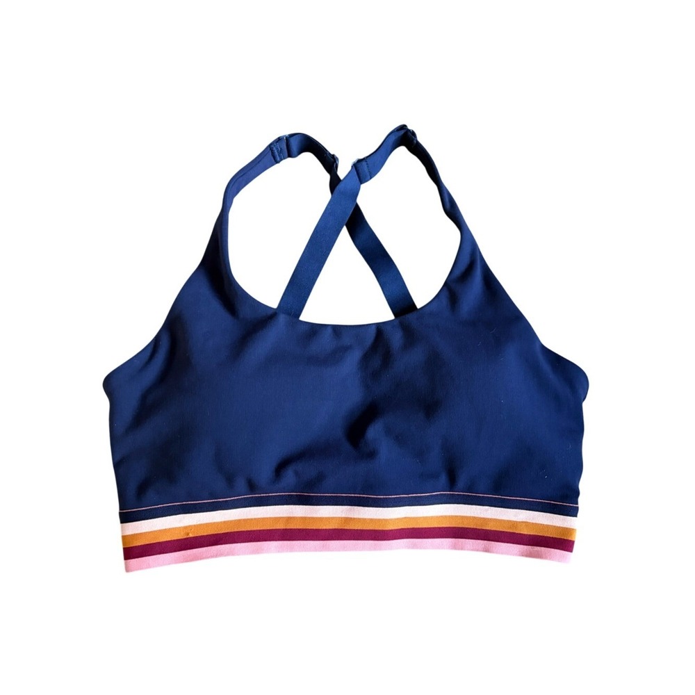 Lorna Jane Navy Striped Band Sports Bra